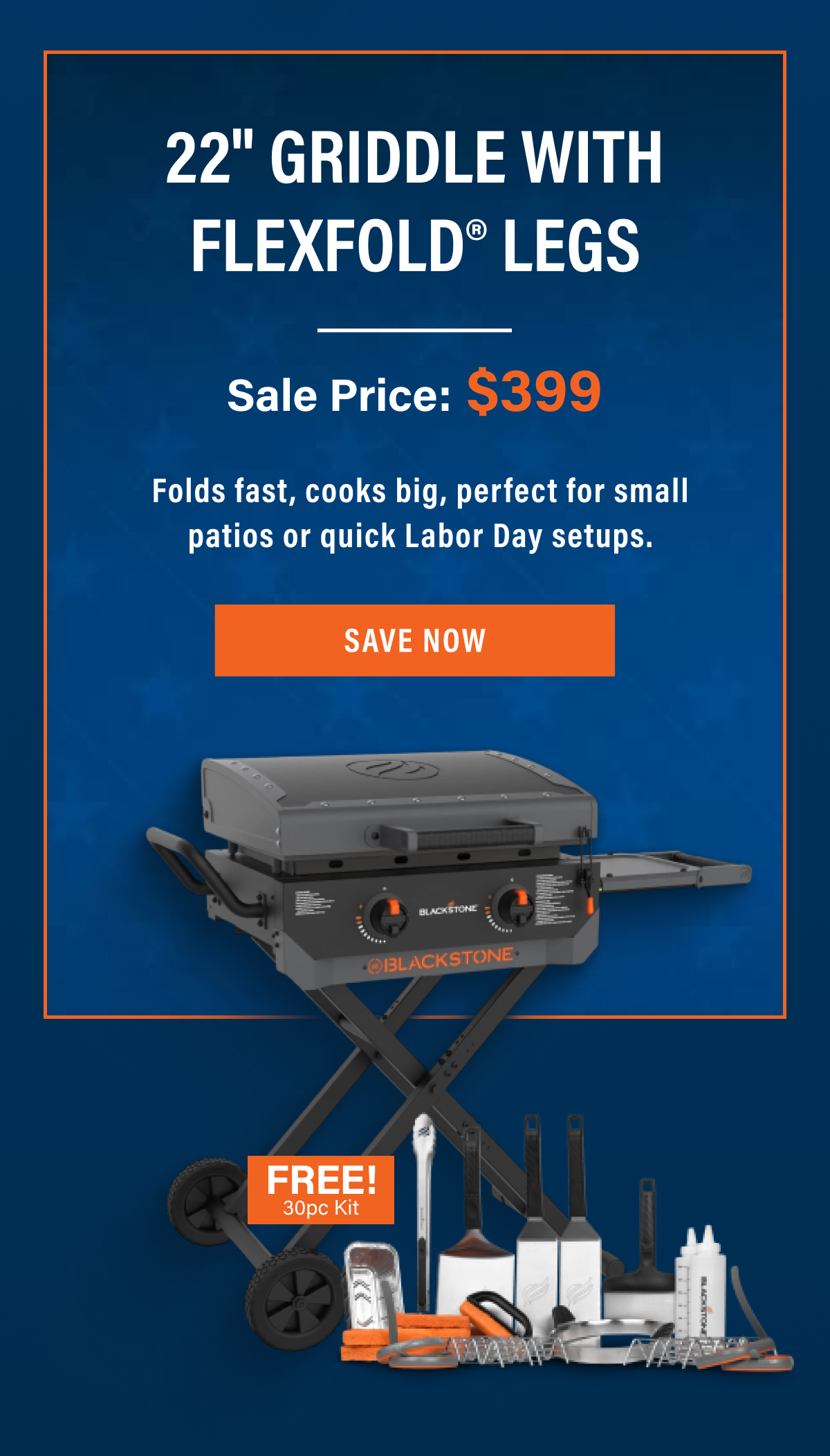 22" Griddle With Flexfold Legs
