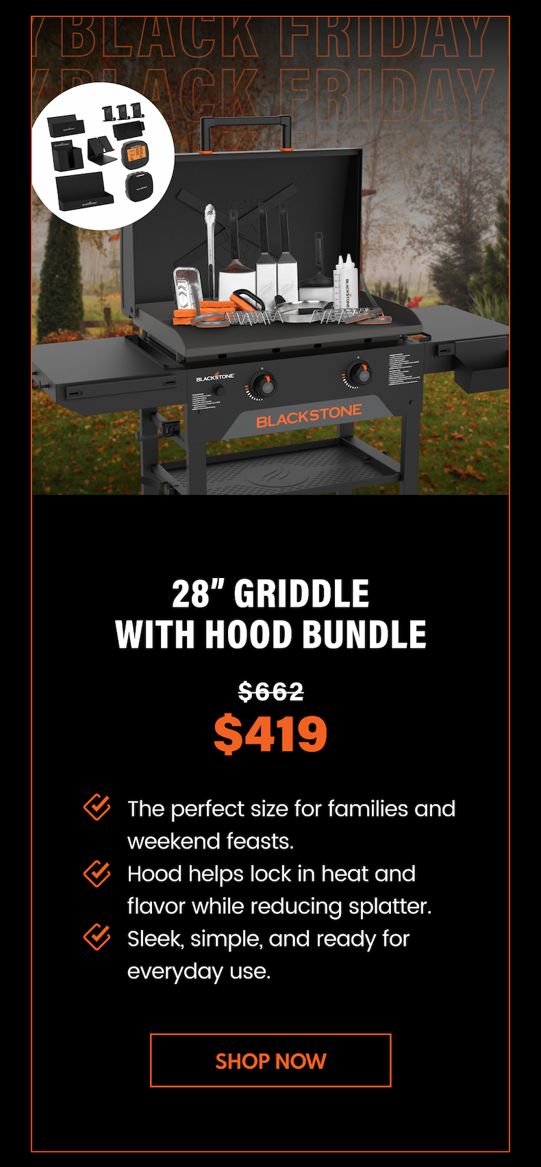 28" Griddle With Hood Bundle