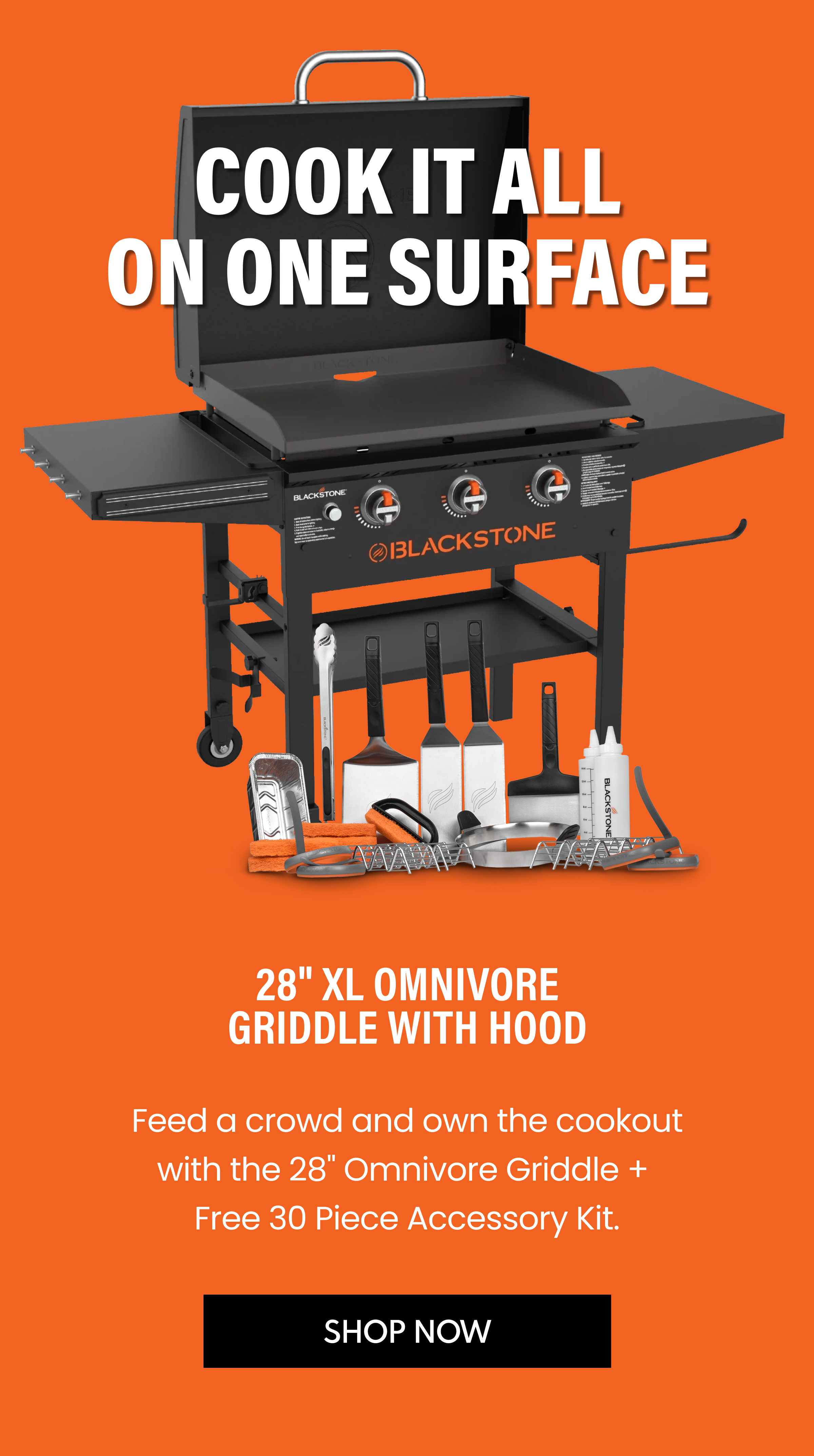 28" XL Omnivore Griddle With Hood