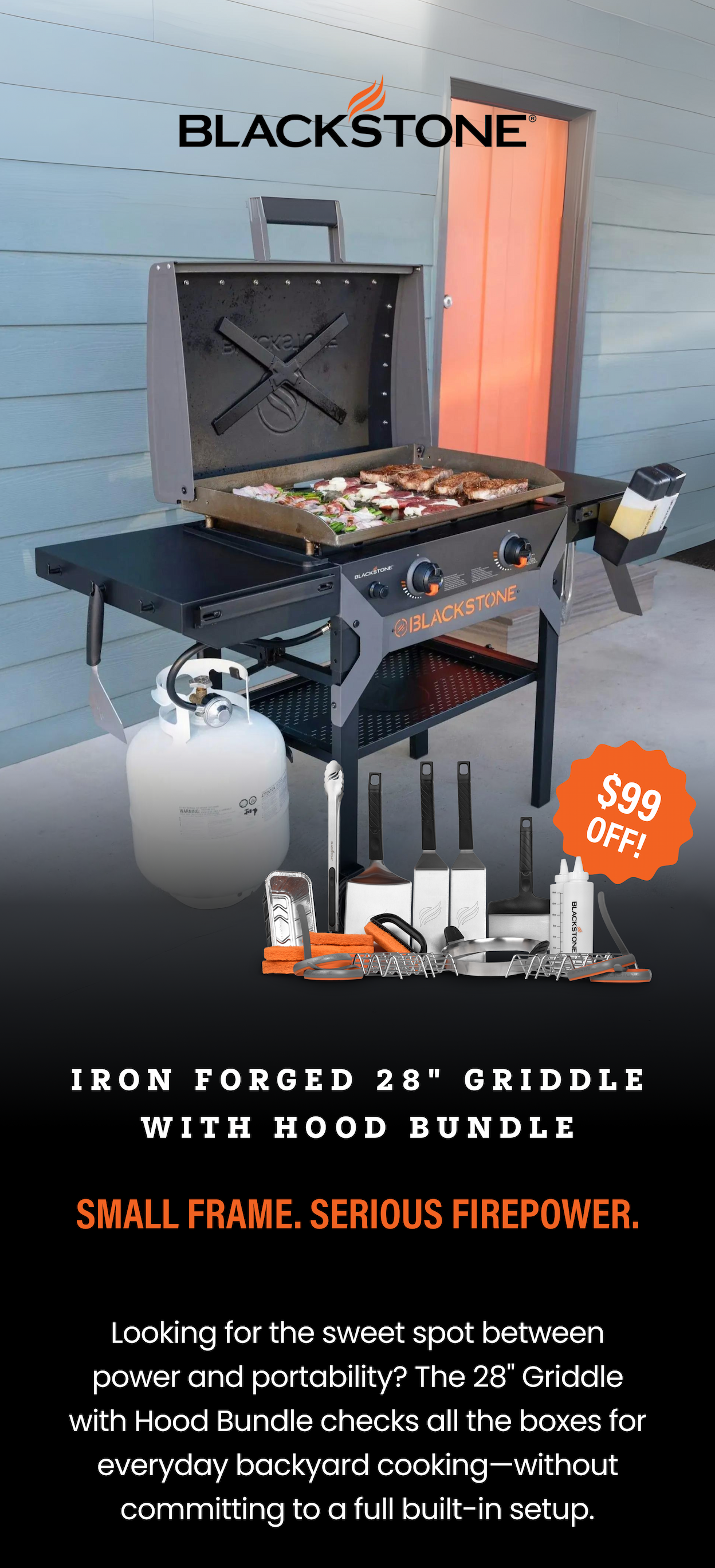 Iron Forged 28" Griddle With Hood Bundle