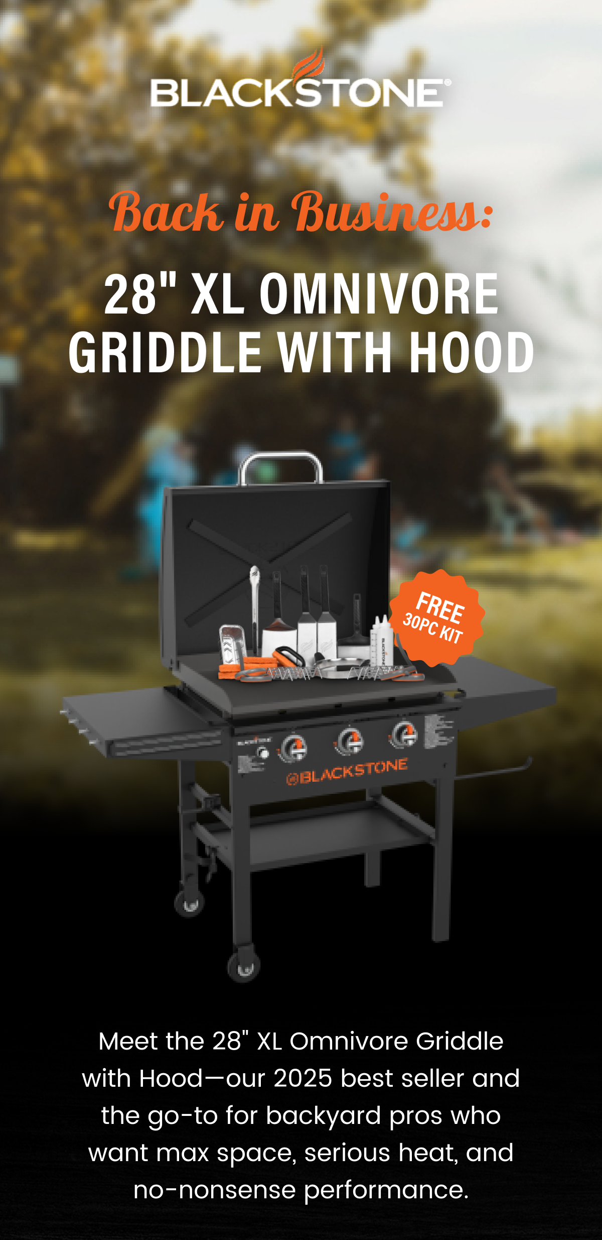 Back In Business: 28" XL Omnivore Griddle With Hood
