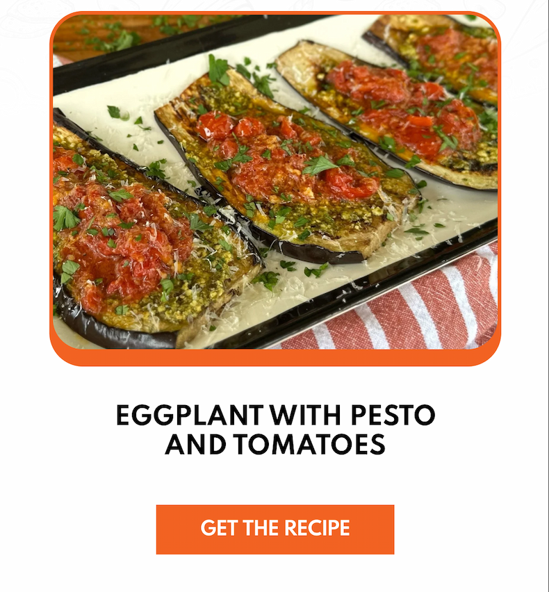 Eggplant With Pesto And Tomatoes