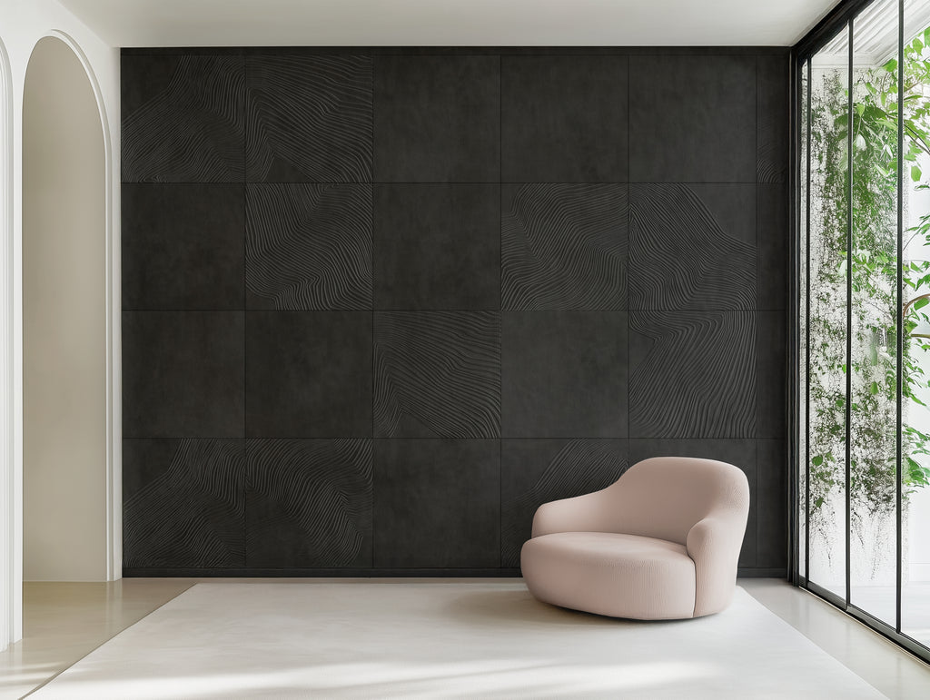 Ruisseau Embossed Leather Matte Black