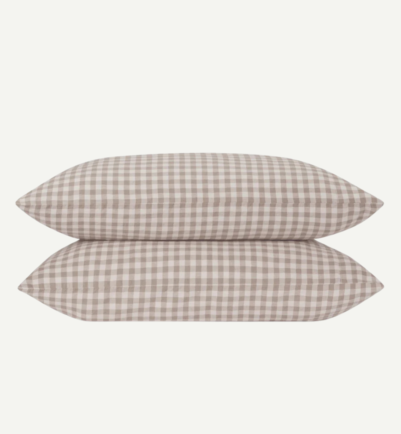 Mushroom Gingham Linen Blend Pillowcases (Pair)