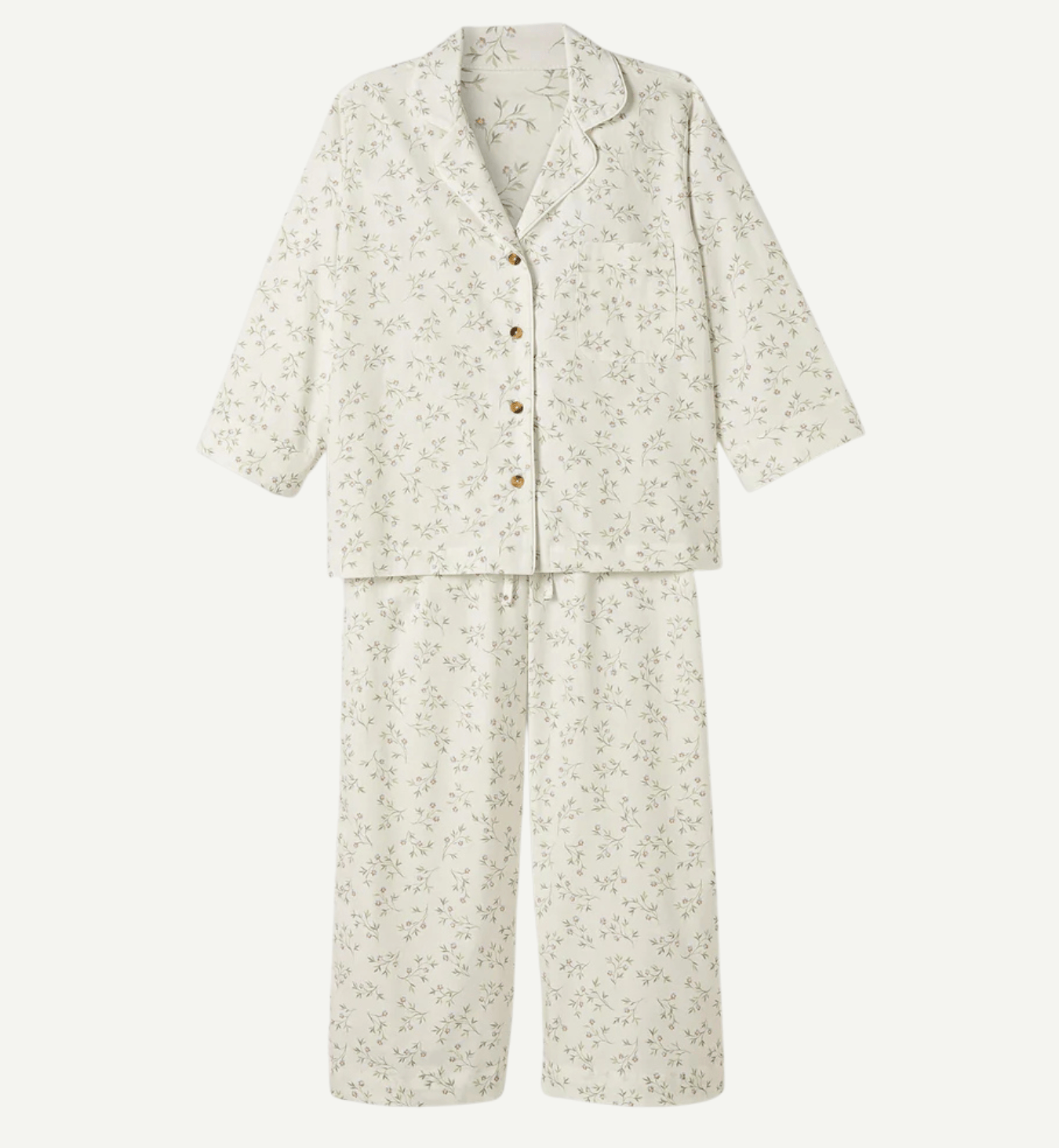 Spring Sprig Floral Cotton Cropped Trouser Set