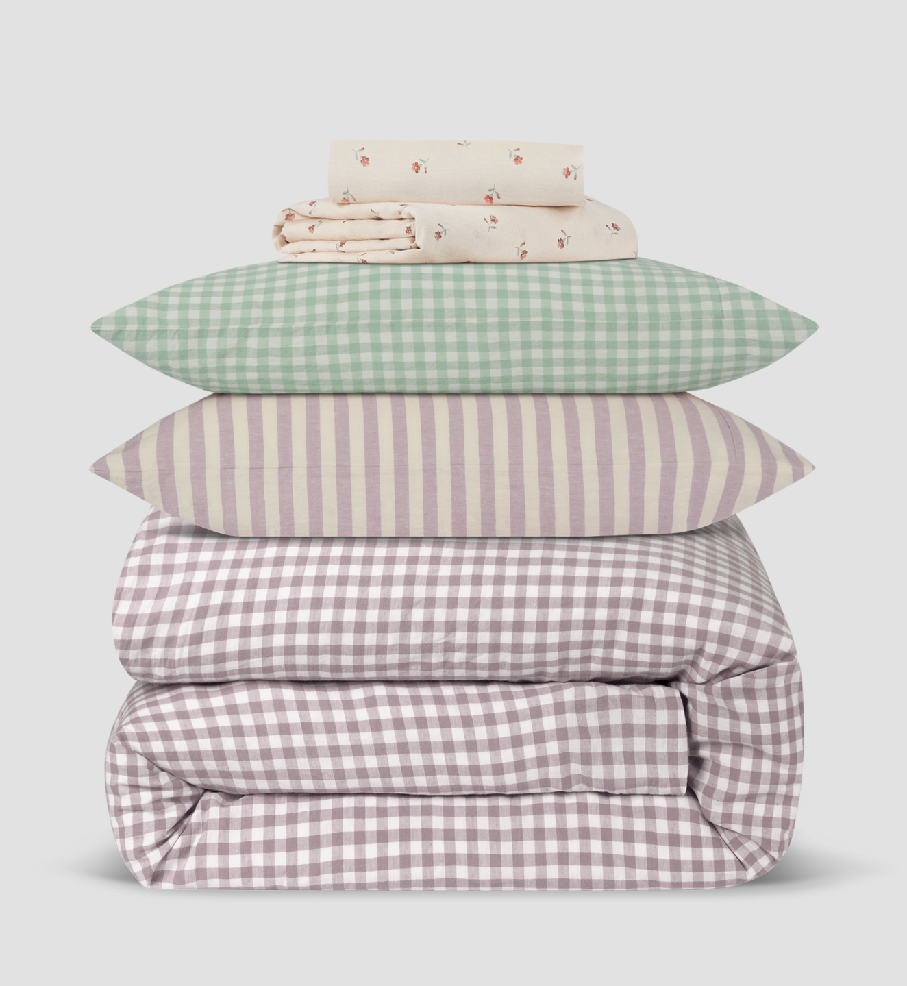 Elderberry Gingham Linen Blend Duvet Cover