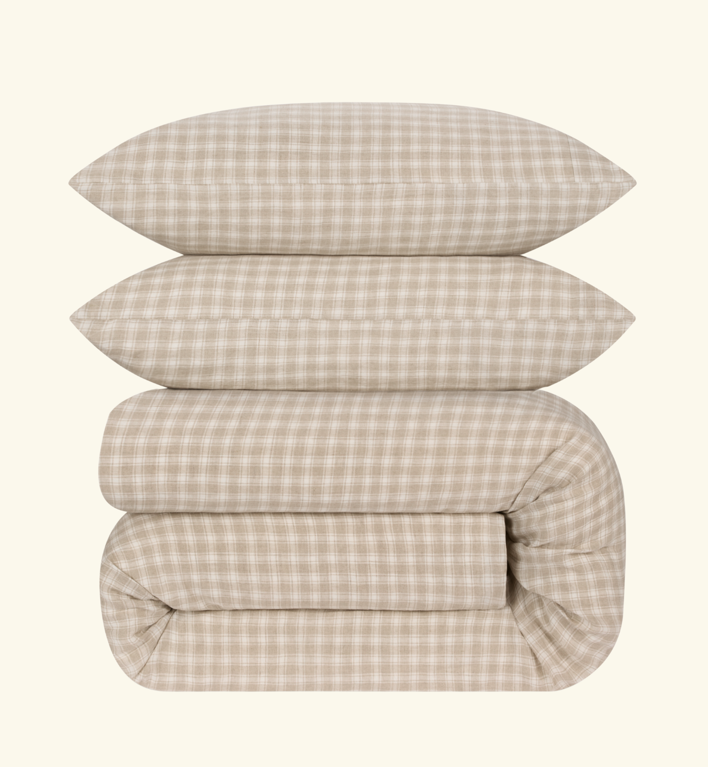 Oatmeal Heritage Gingham 100% Linen Duvet Cover