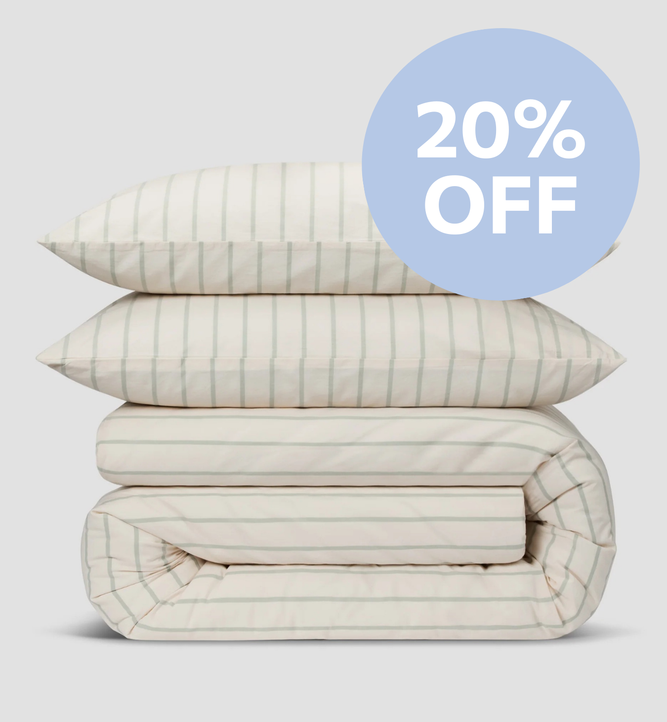 Mellow Green Slumber Stripe Cotton Duvet Cover