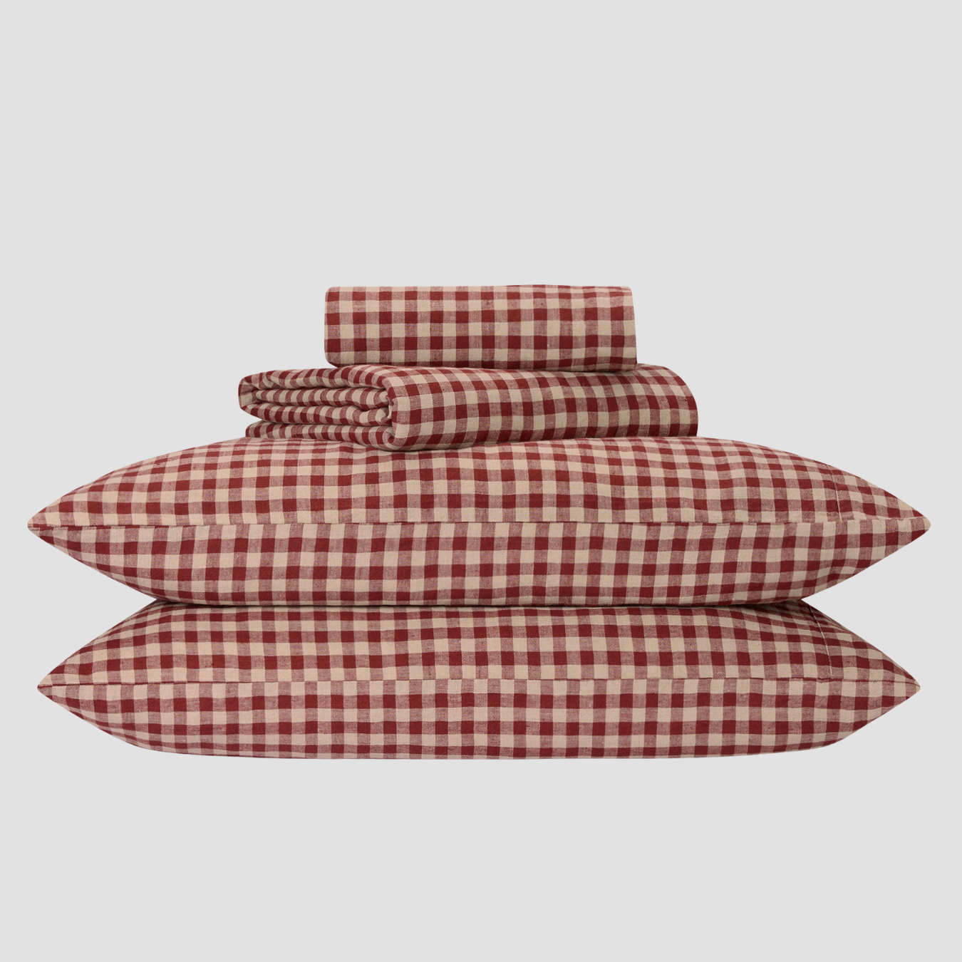 Rhubarb Gingham Linen Blend Duvet Cover
