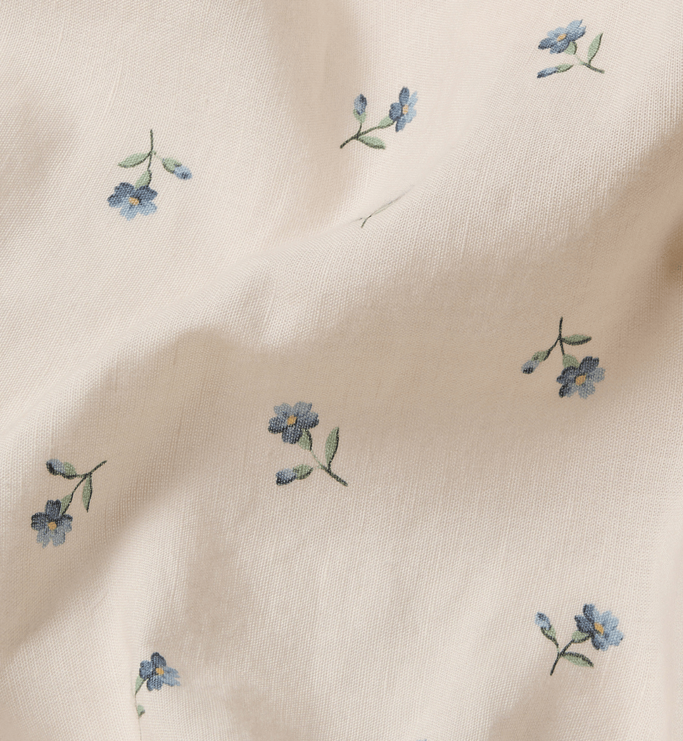 Dusk Blue Posy Bud Linen Blend Duvet Cover