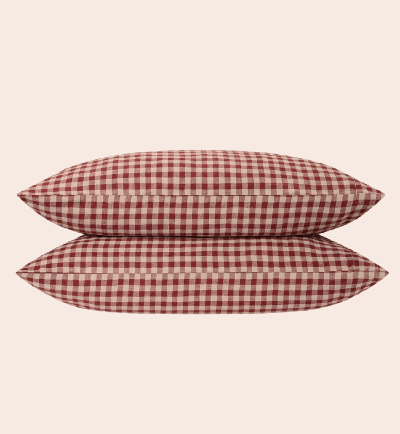 Rhubarb Gingham Linen Blend Pillowcases (Pair)