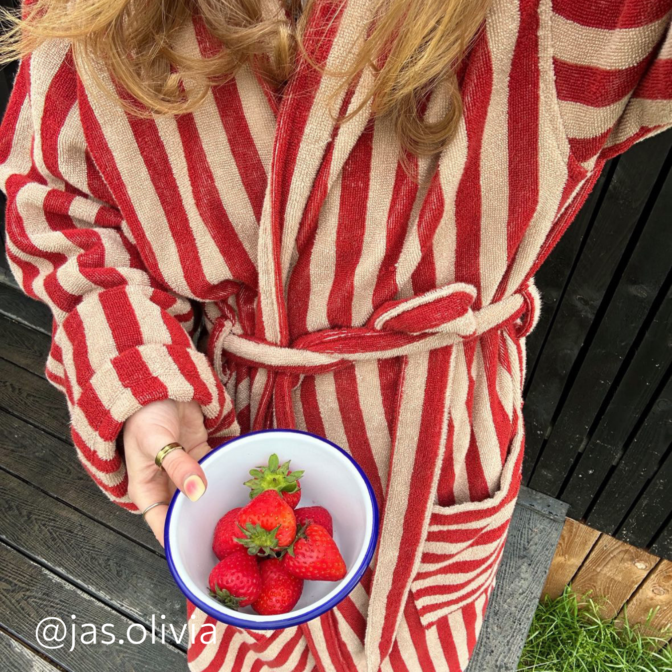 Sandstone Red Pembroke Stripe Cotton Robe