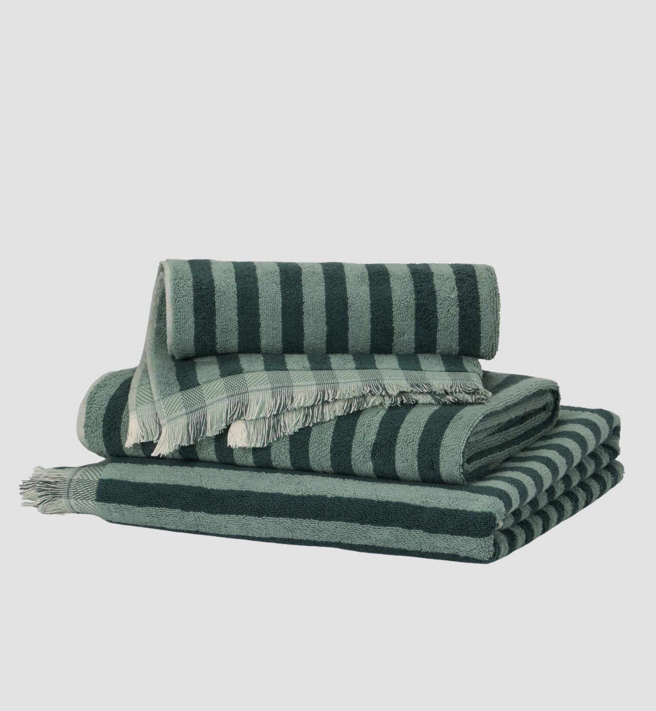 Pine Green Pembroke Stripe Cotton Towels