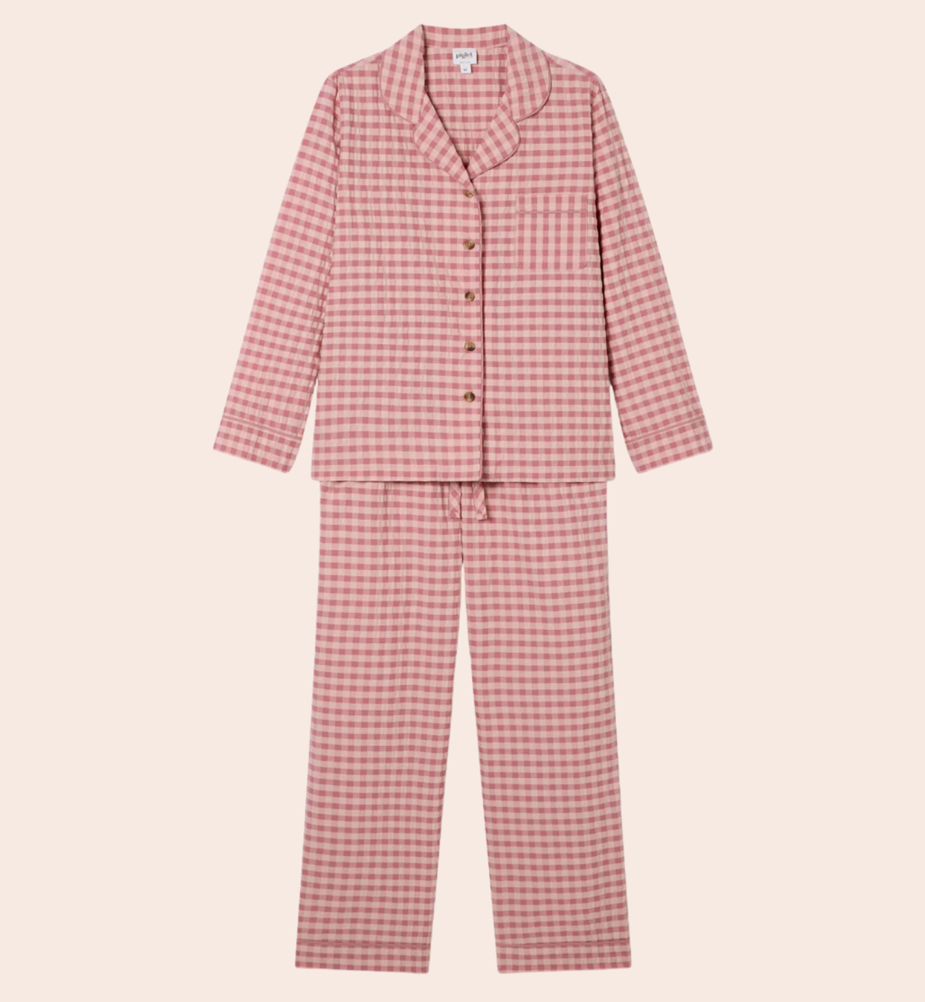 Dusty Pink & Rose Gingham Cotton Trouser Set