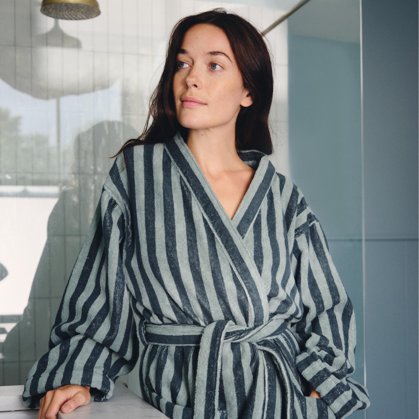 Pine Green Pembroke Stripe Cotton Robe