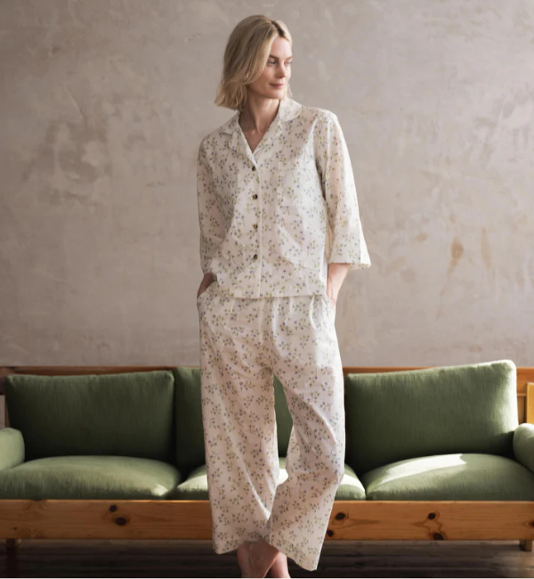 Spring Sprig Floral Cotton Cropped Trouser Set