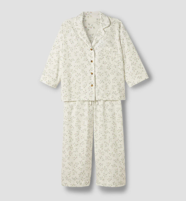 Spring Sprig Floral Cotton Cropped Trouser Set