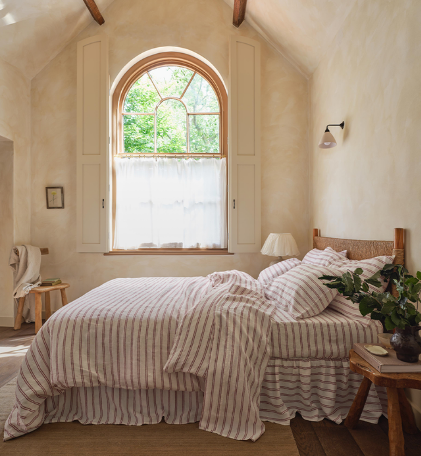 Rhubarb Kemptown Stripe 100% Linen Duvet Cover