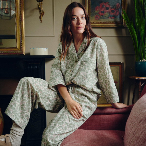 Leafy Arbour Oak Cotton Cropped Trouser Set