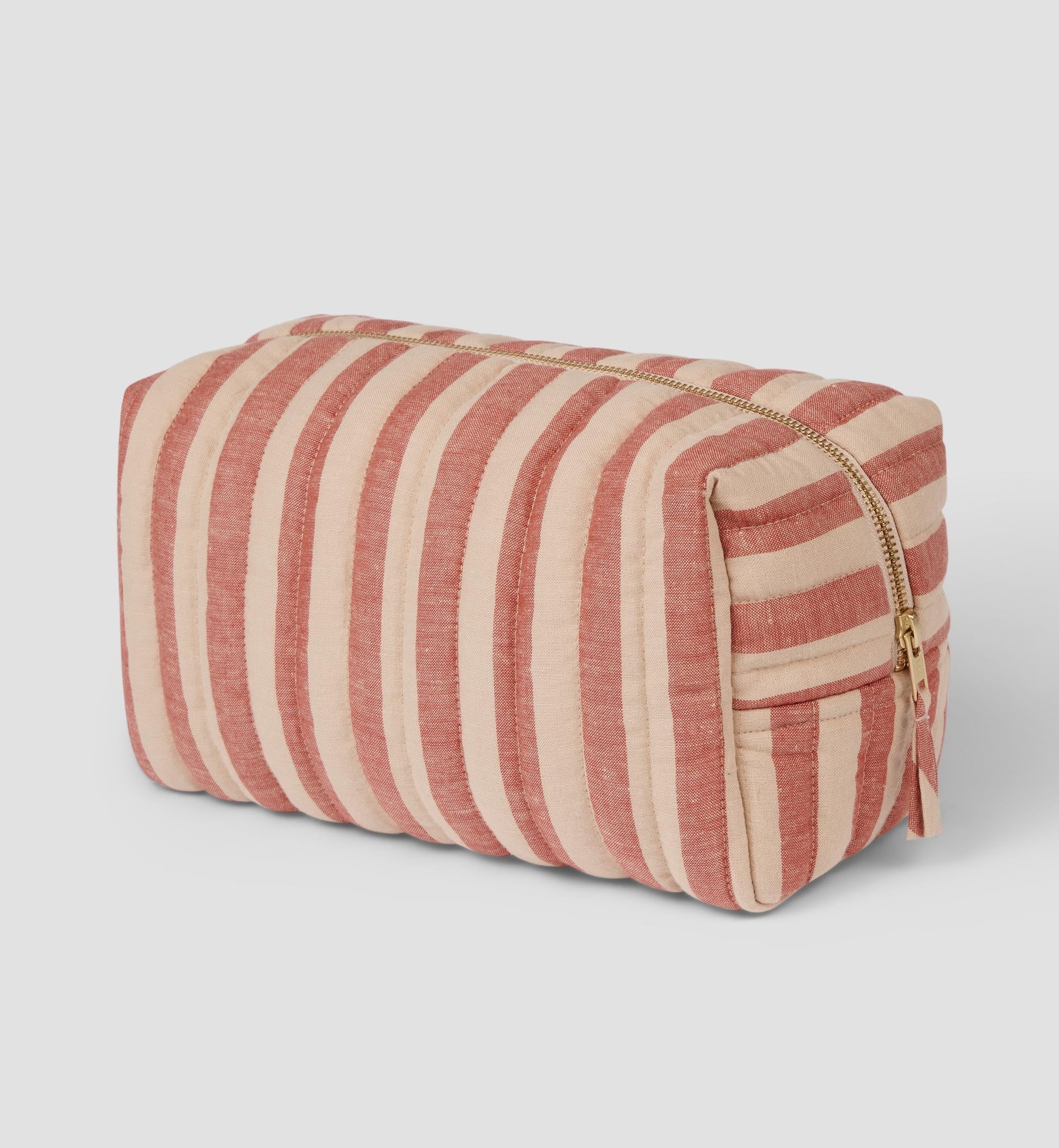 Sandstone Red Pembroke Stripe Linen Blend Wash Bag