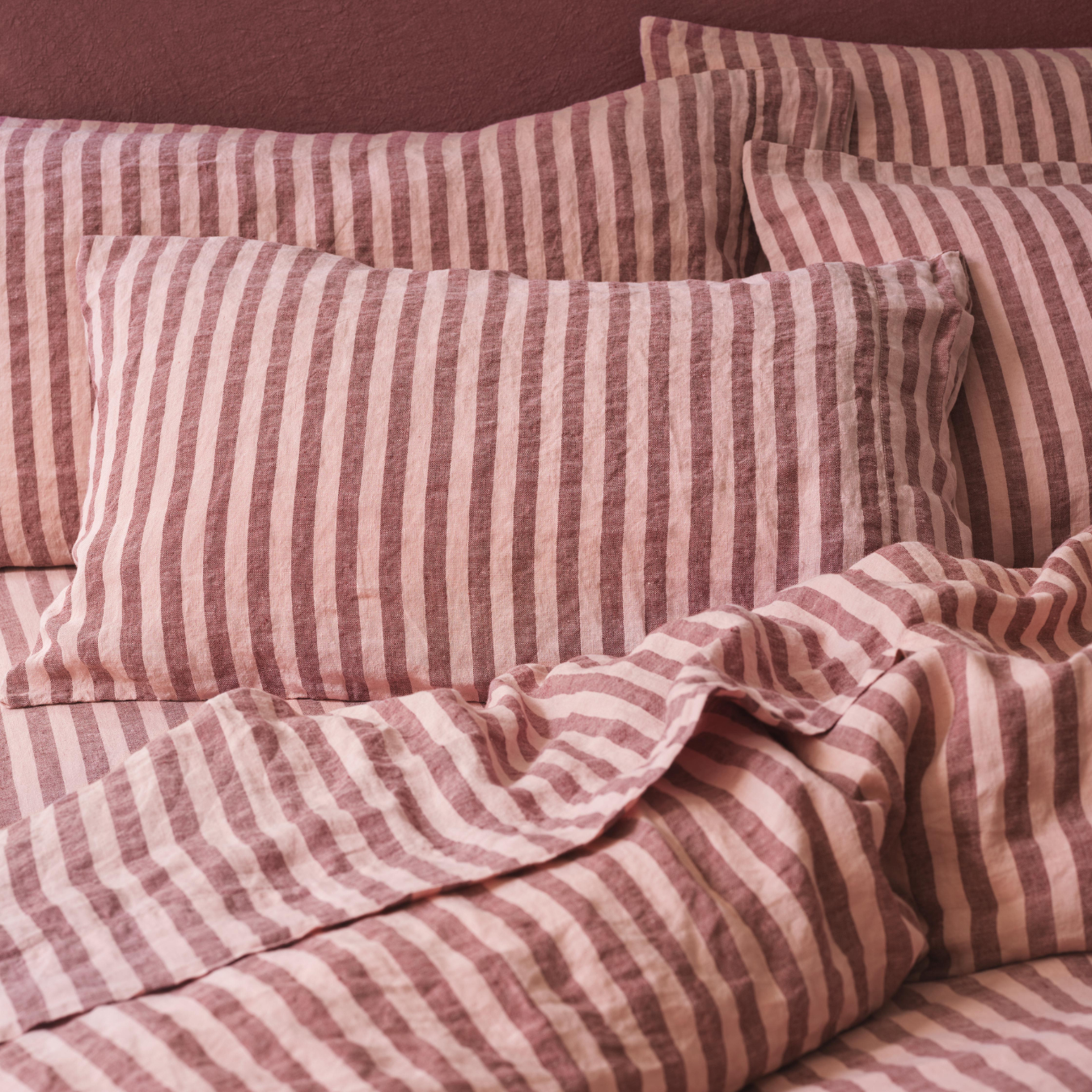 Rhubarb & Rose Pembroke Stripe Linen Blend Duvet Cover