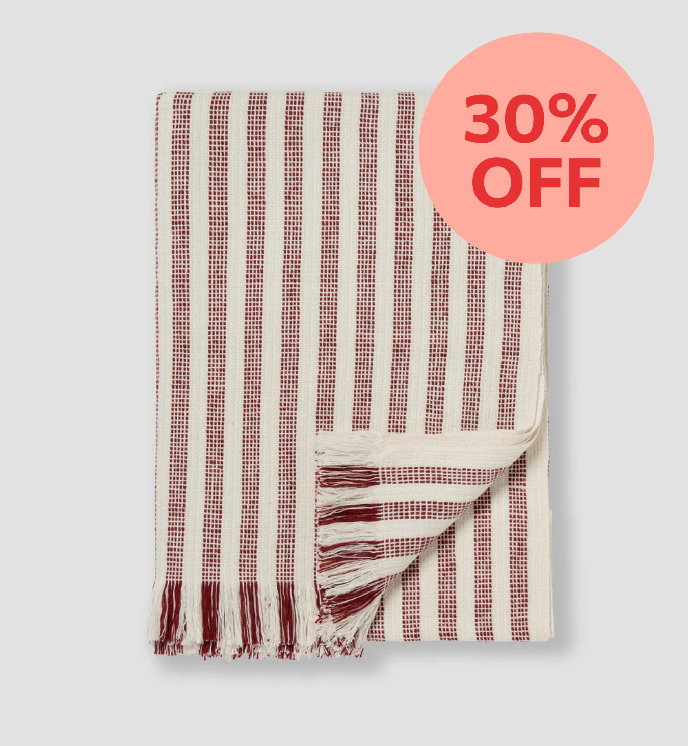 Rust Red Pembroke Stripe Wool Throw