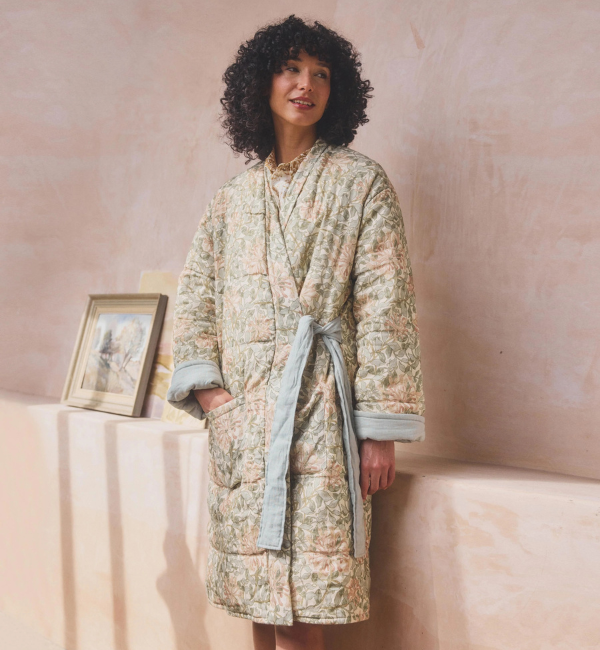 Soft Sage Honeysuckle Linen Housecoat