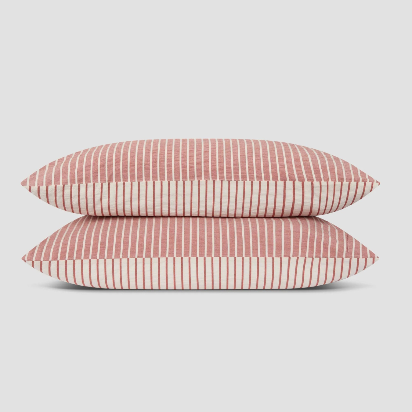 Auburn Red Textured Stripe Cotton Pillowcases (Pair)