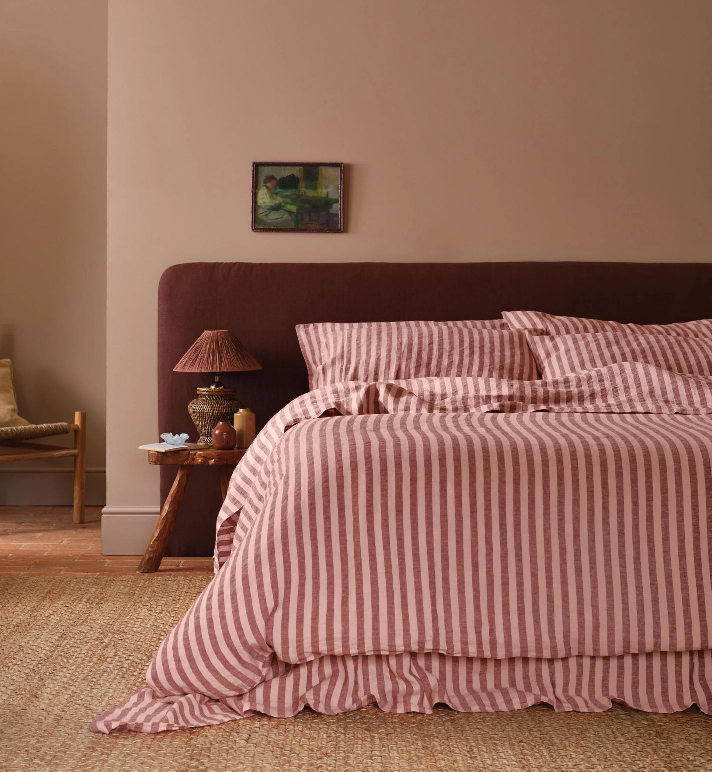 Rhubarb & Rose Pembroke Stripe 100% Linen Duvet Cover