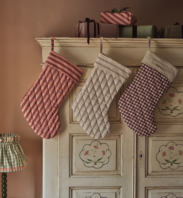 Rhubarb & Rose Pembroke Stripe Linen Blend Christmas Stocking