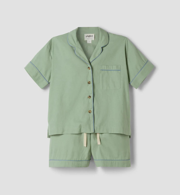 Sage Green Linen Blend Pyjama Short Set