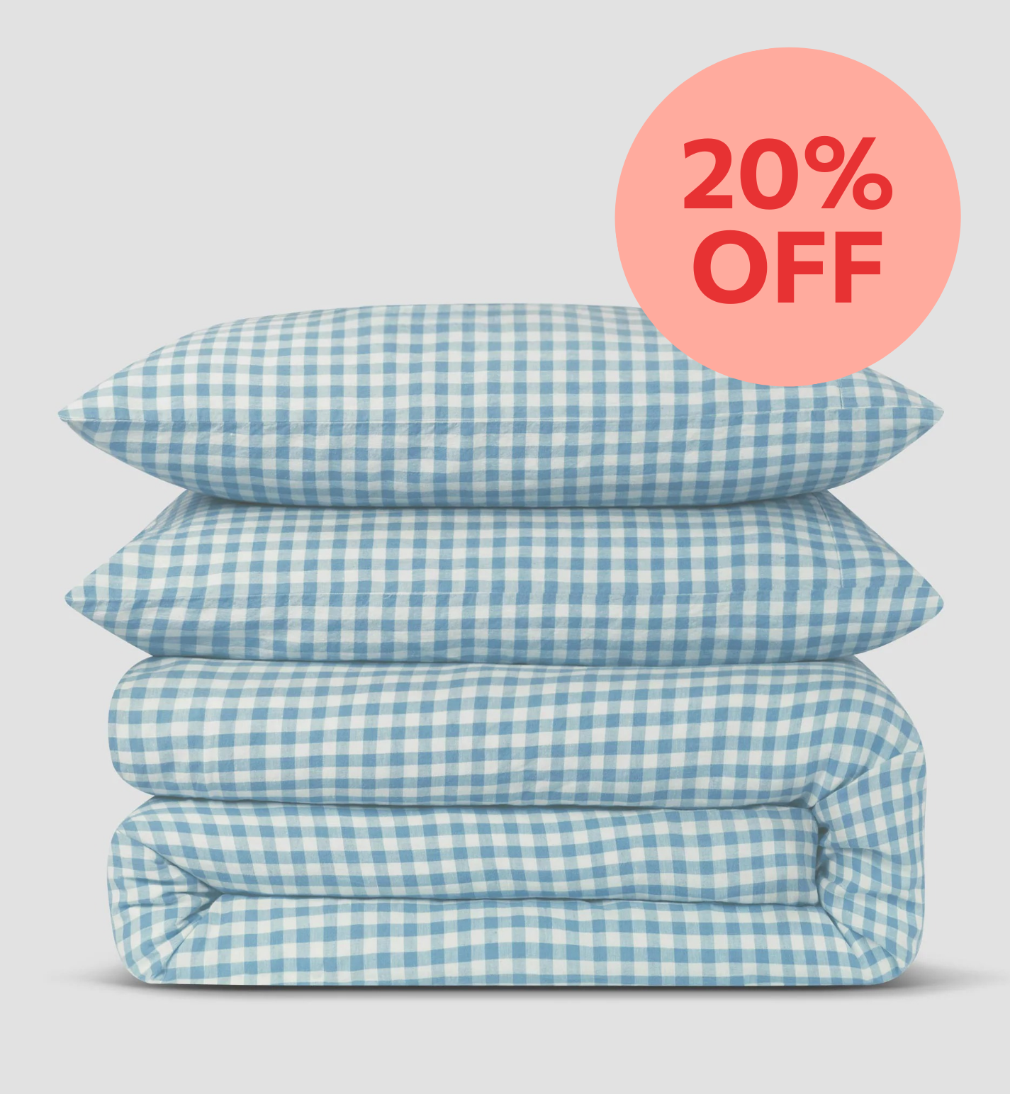 Warm Blue Gingham Linen Blend Duvet Cover