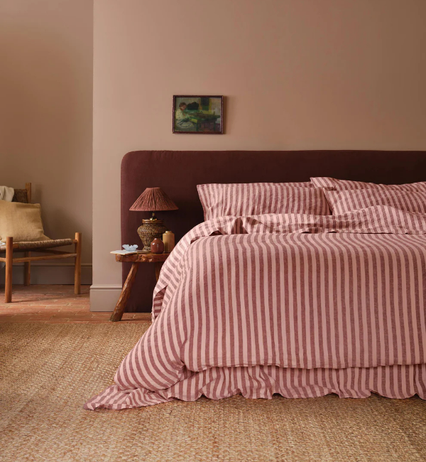 Rhubarb & Rose Pembroke Stripe Linen Blend Duvet Cover