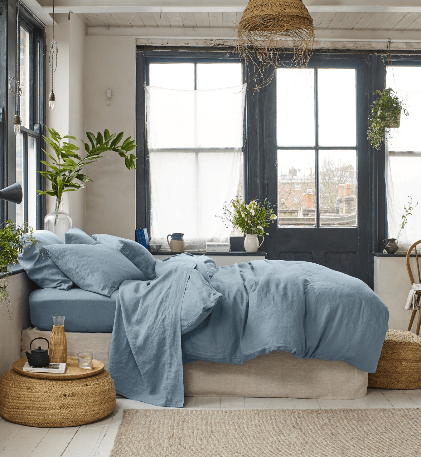 Dusk Blue 100% Linen Duvet Cover