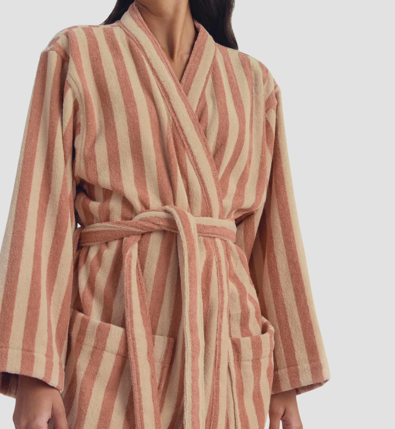Sand Shell Pembroke Stripe Cotton Robe