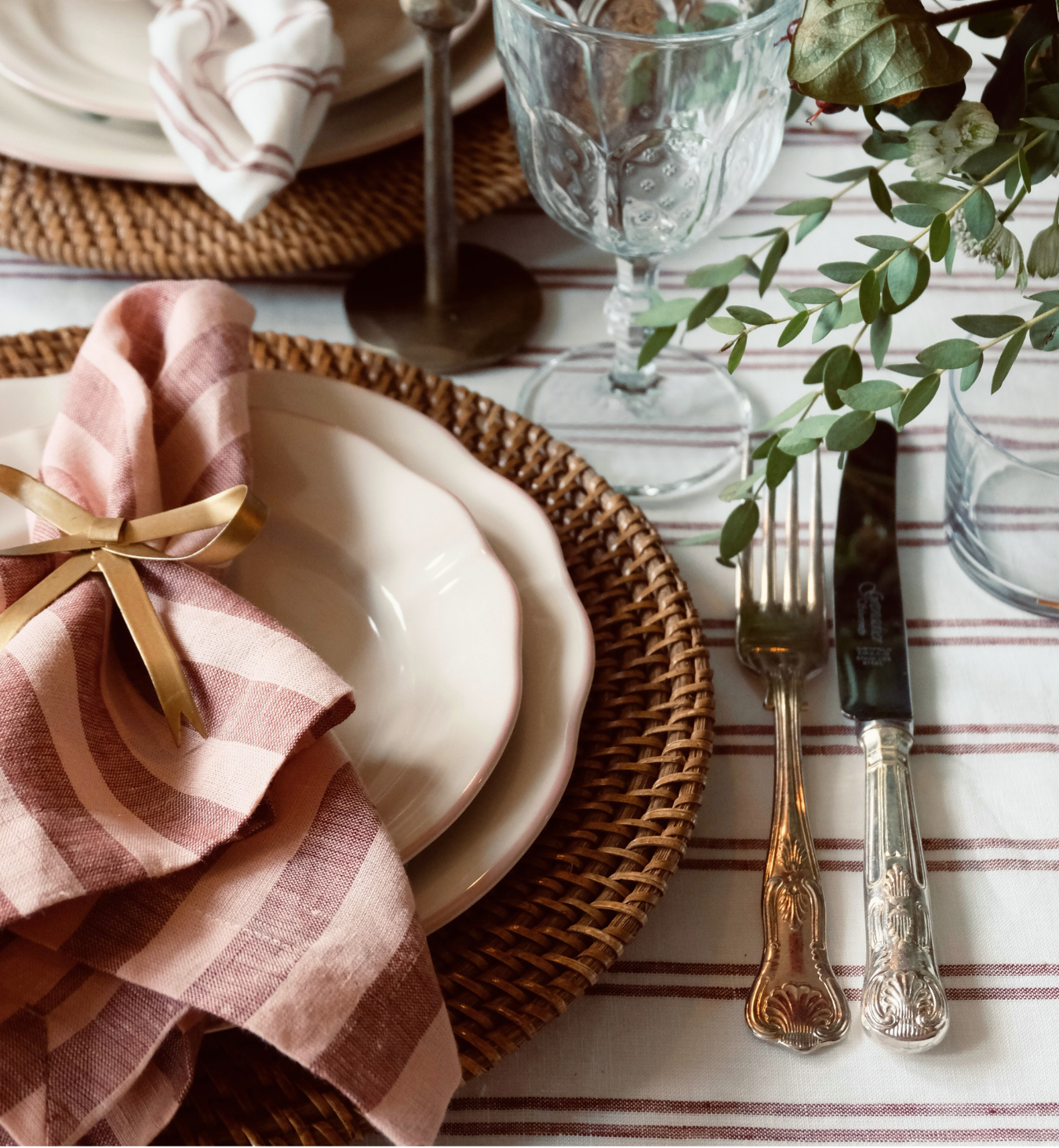 Rhubarb & Rose Pembroke Stripe Linen Blend Napkins Set of 4
