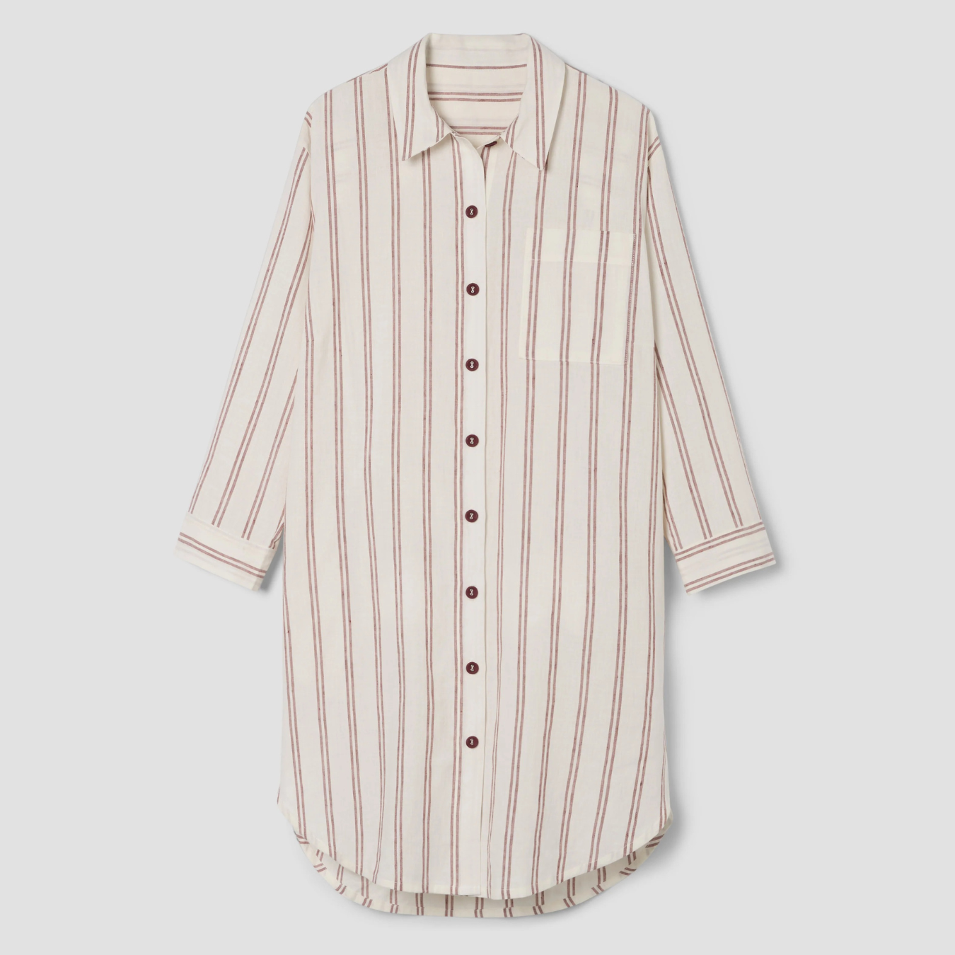 Rhubarb Kemptown Stripe Linen Blend Nightshirt
