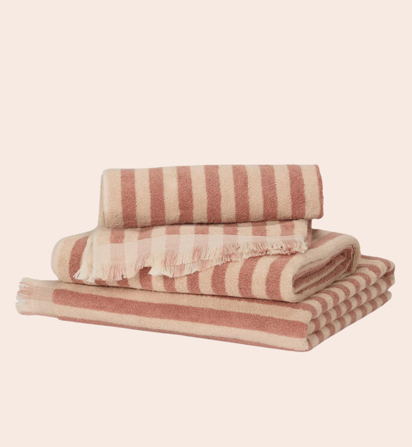 Sand Shell Pembroke Stripe Cotton Towels