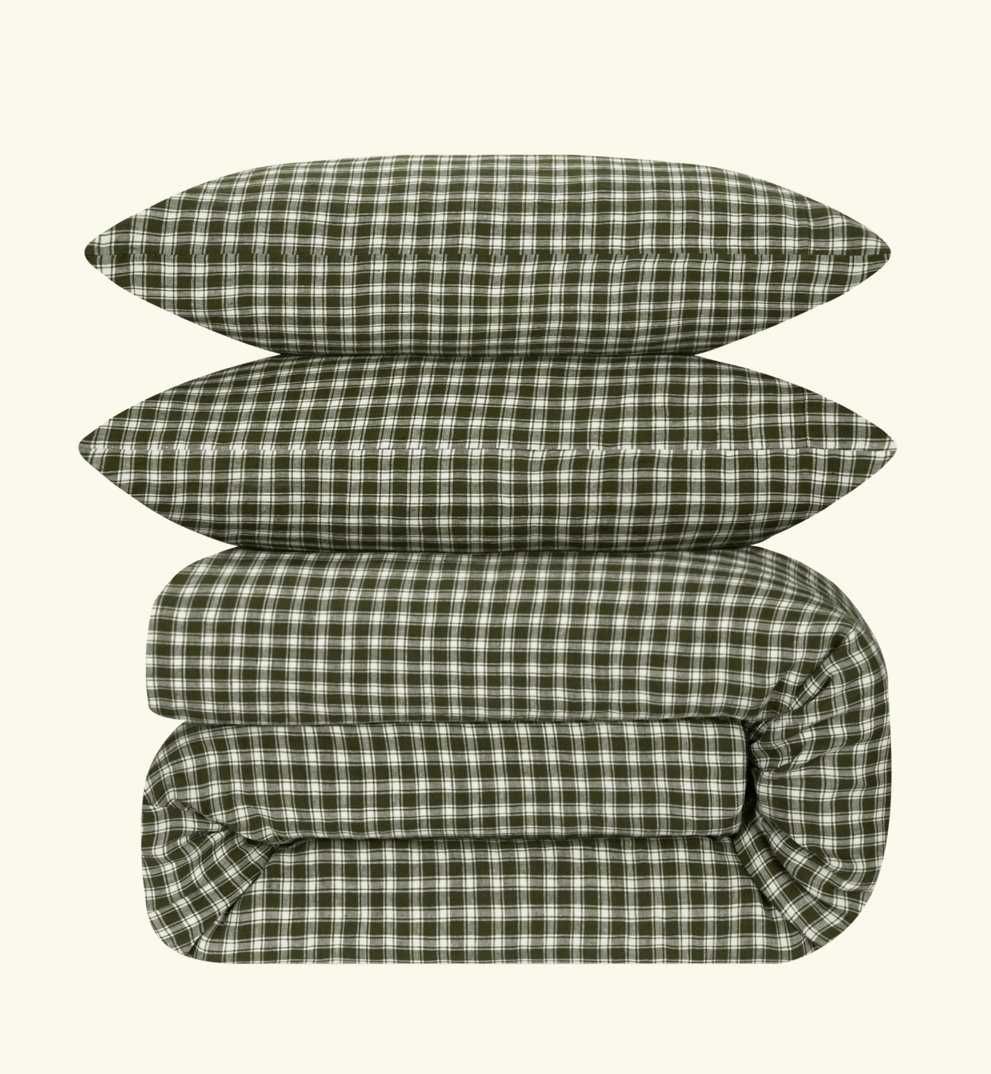 Fern Green Heritage Gingham 100% Linen Duvet Cover