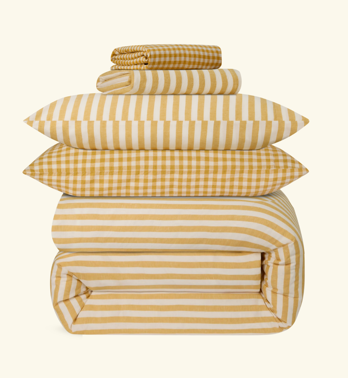 Honey Pembroke Stripe Linen Blend Duvet Cover