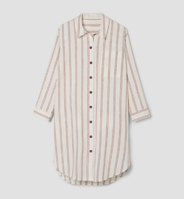 Rhubarb Kemptown Stripe Linen Blend Nightshirt