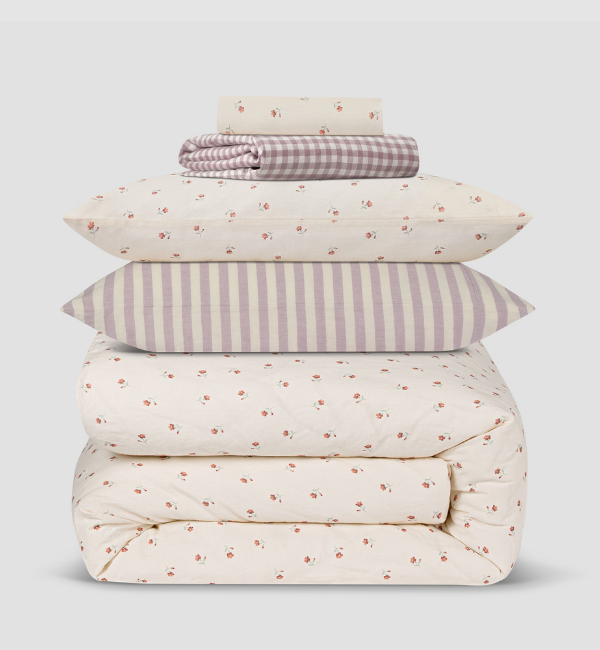 Pearl Posy Bud Linen Blend Duvet Cover