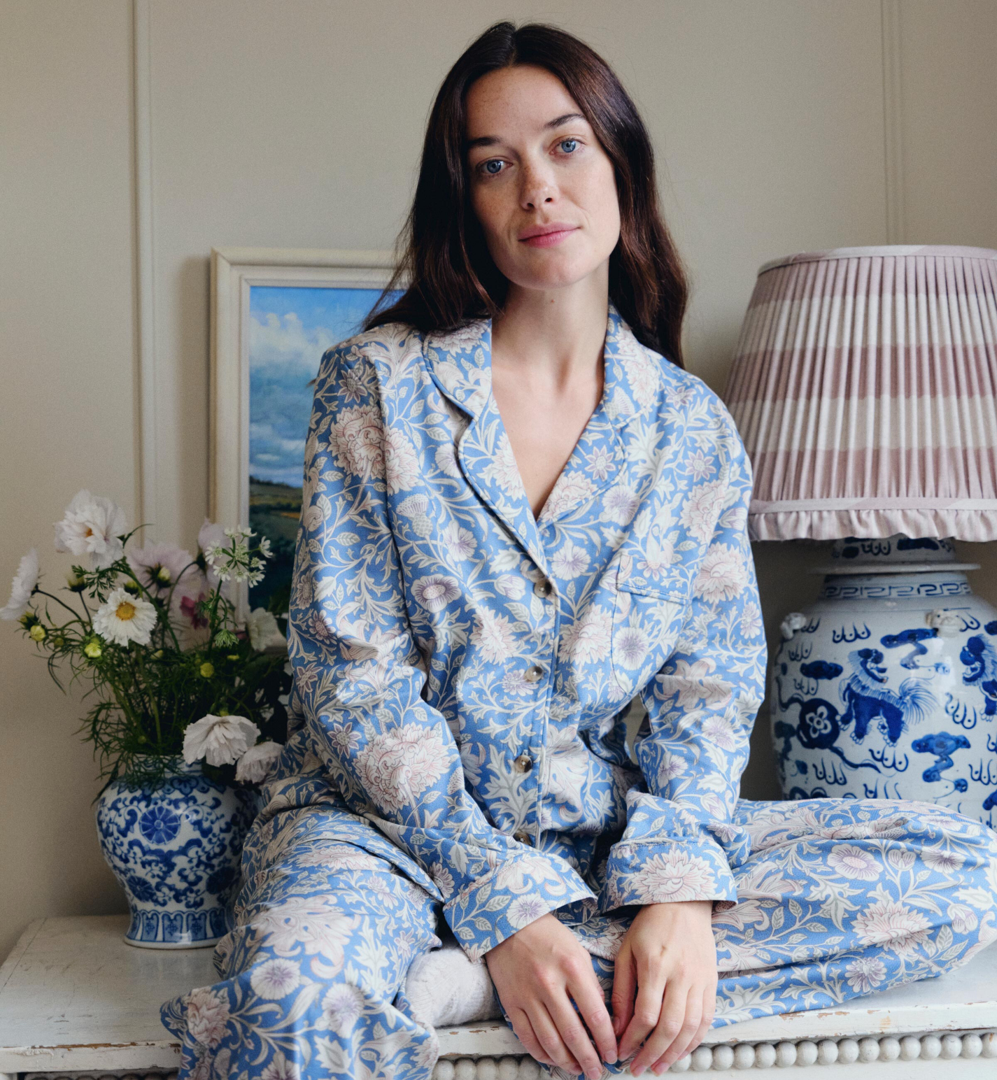 Webbs Blue Double Bough Cotton Trouser Set