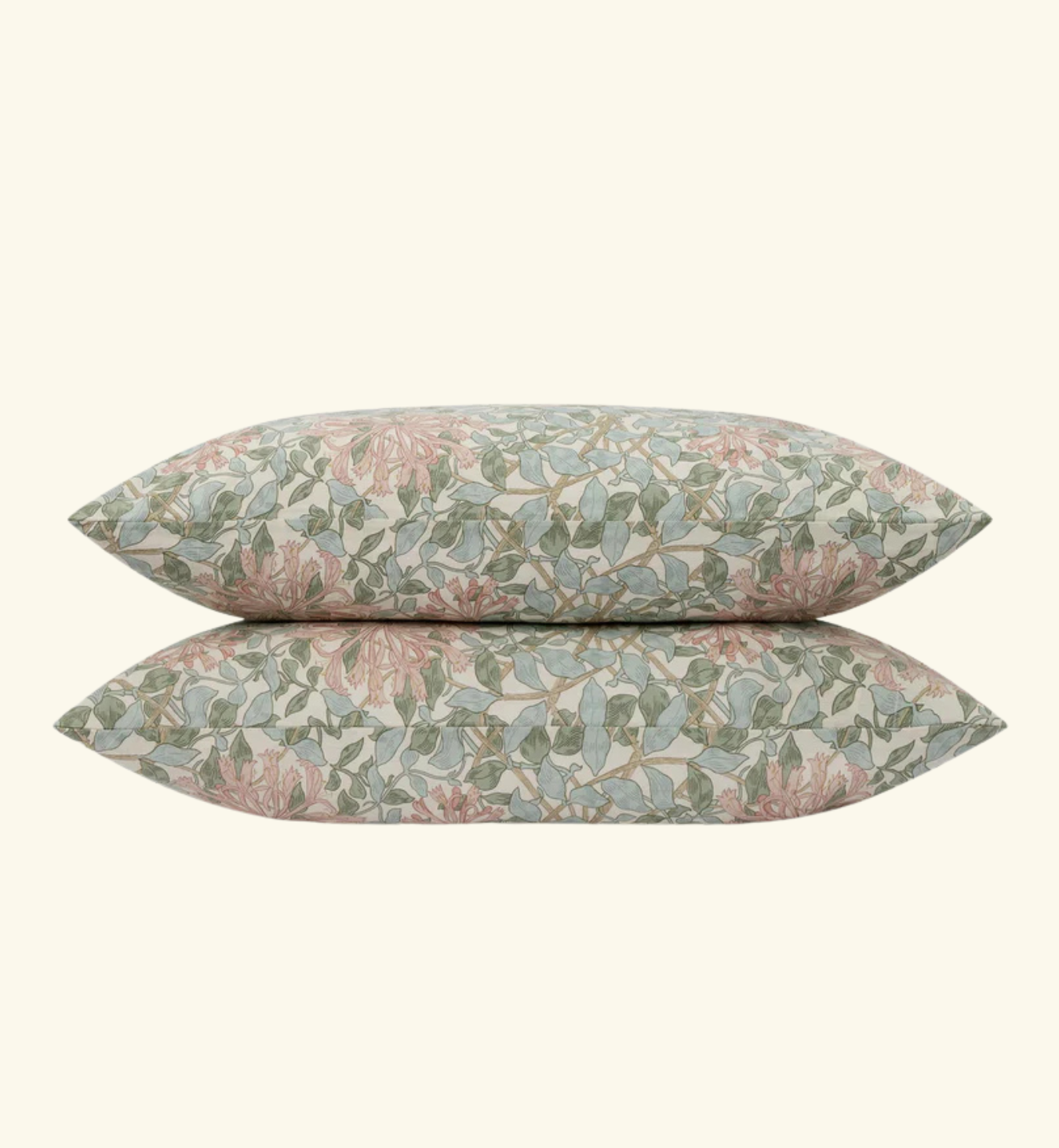 Soft Sage Honeysuckle Linen Blend Pillowcases (Pair)