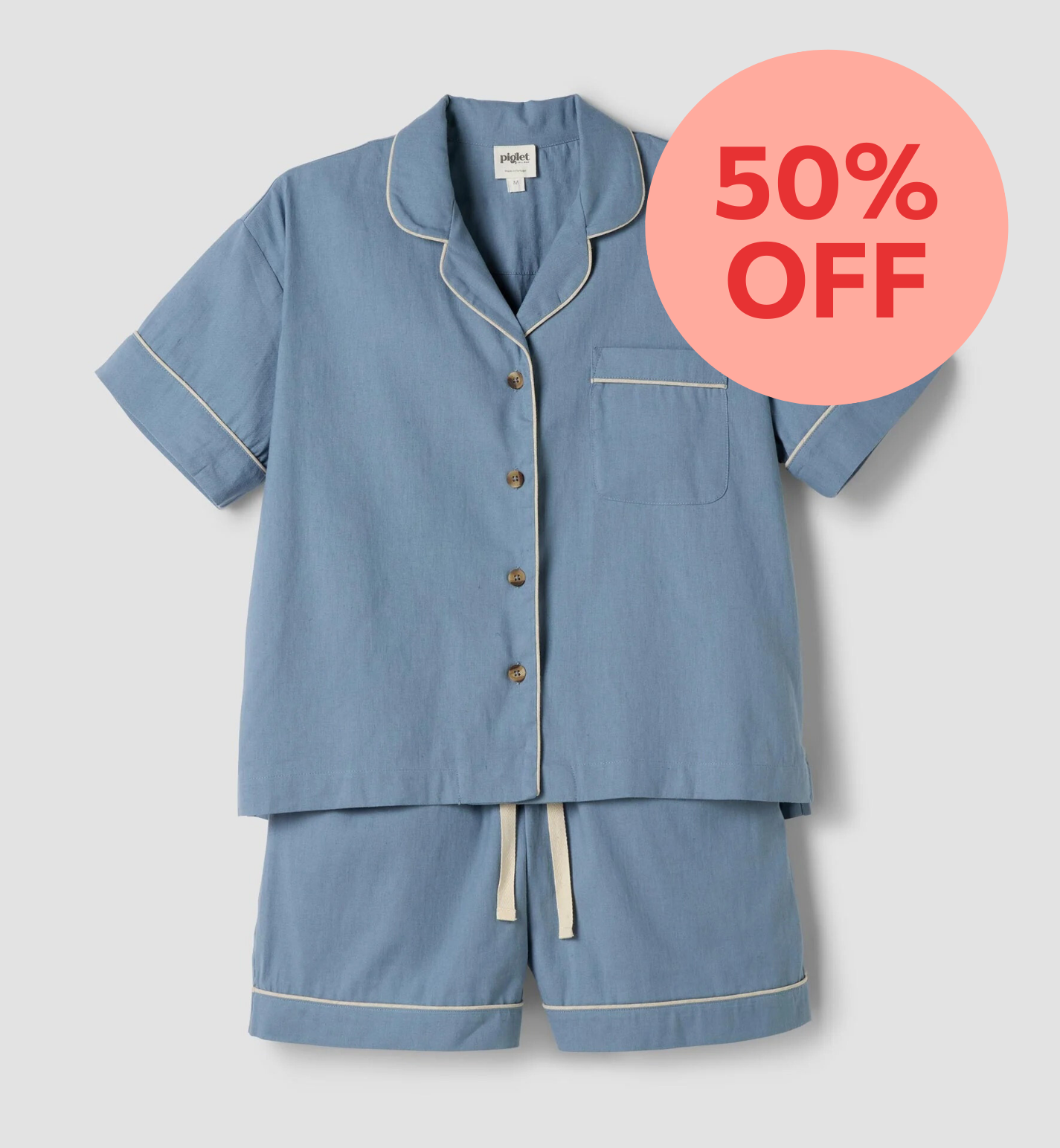 Dusk Blue Linen Blend Pyjama Short Set