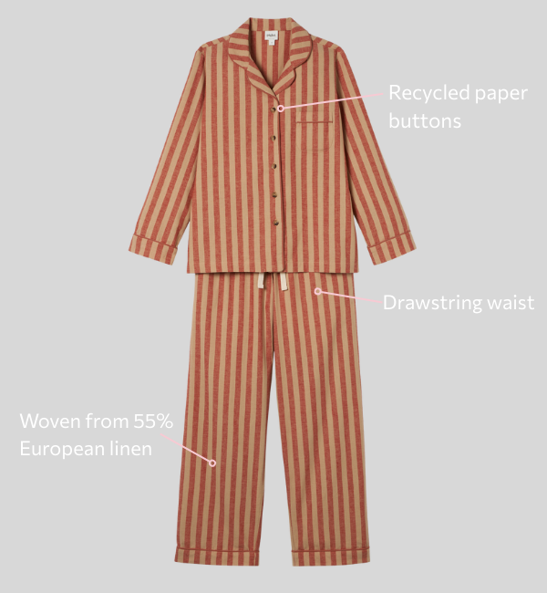 Sandstone Red Pembroke Stripe Linen Blend Trouser Set