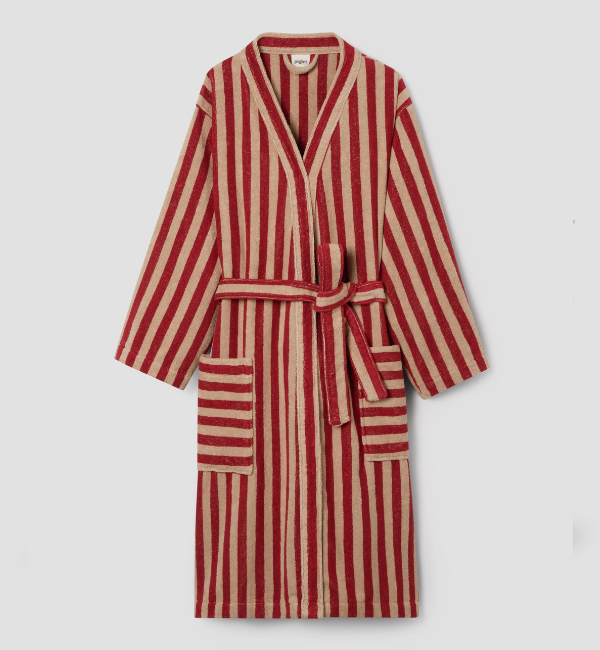 Sandstone Red Pembroke Stripe Cotton Robe