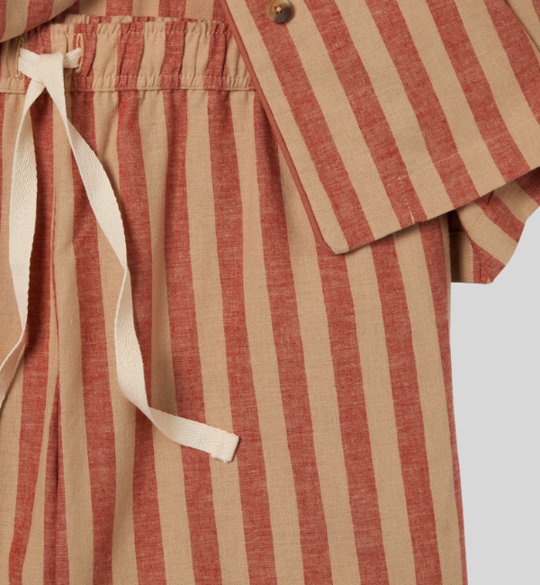 Sandstone Red Pembroke Stripe Linen Blend Trouser Set