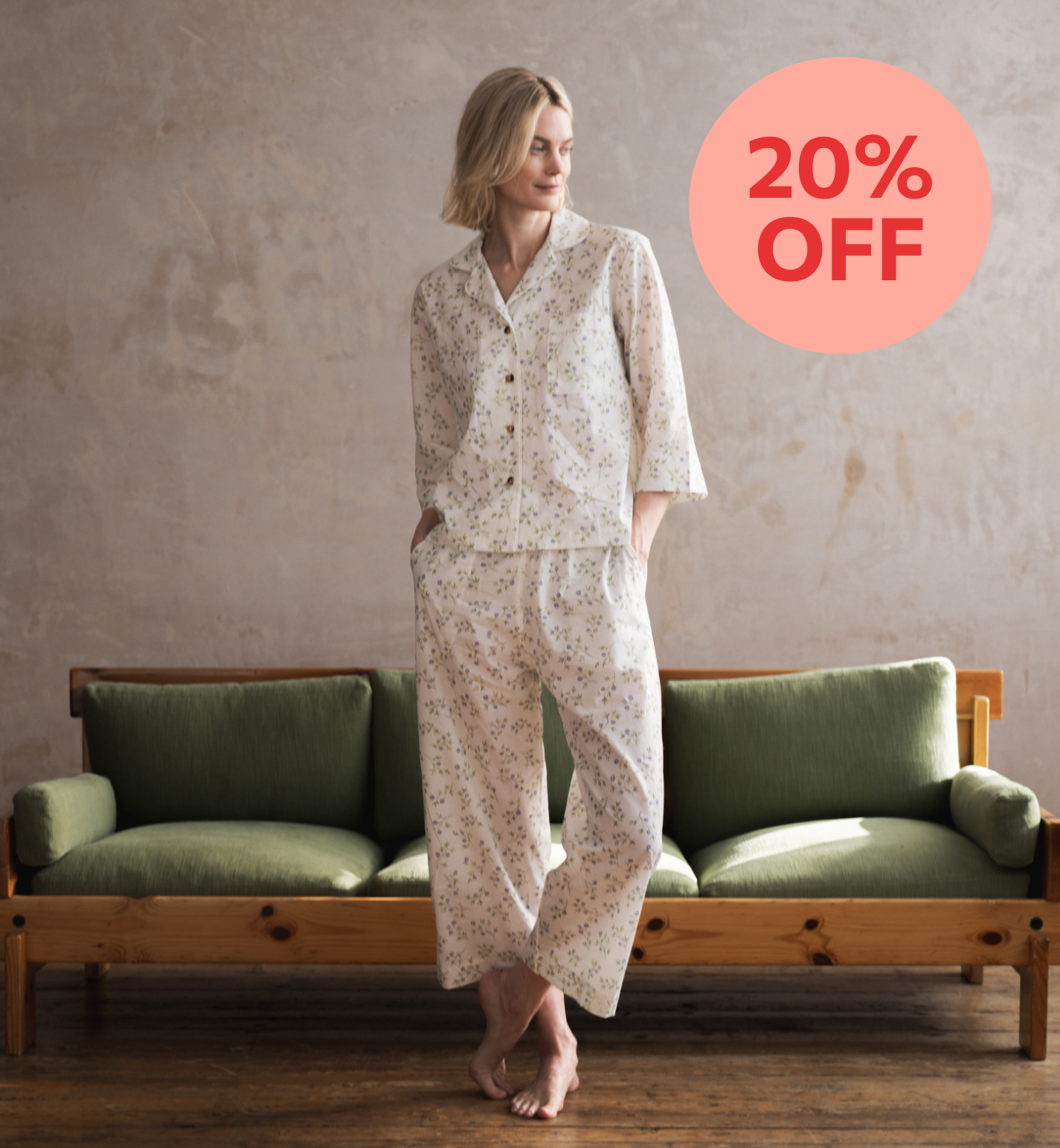 Spring Sprig Floral Cotton Cropped Trouser Set