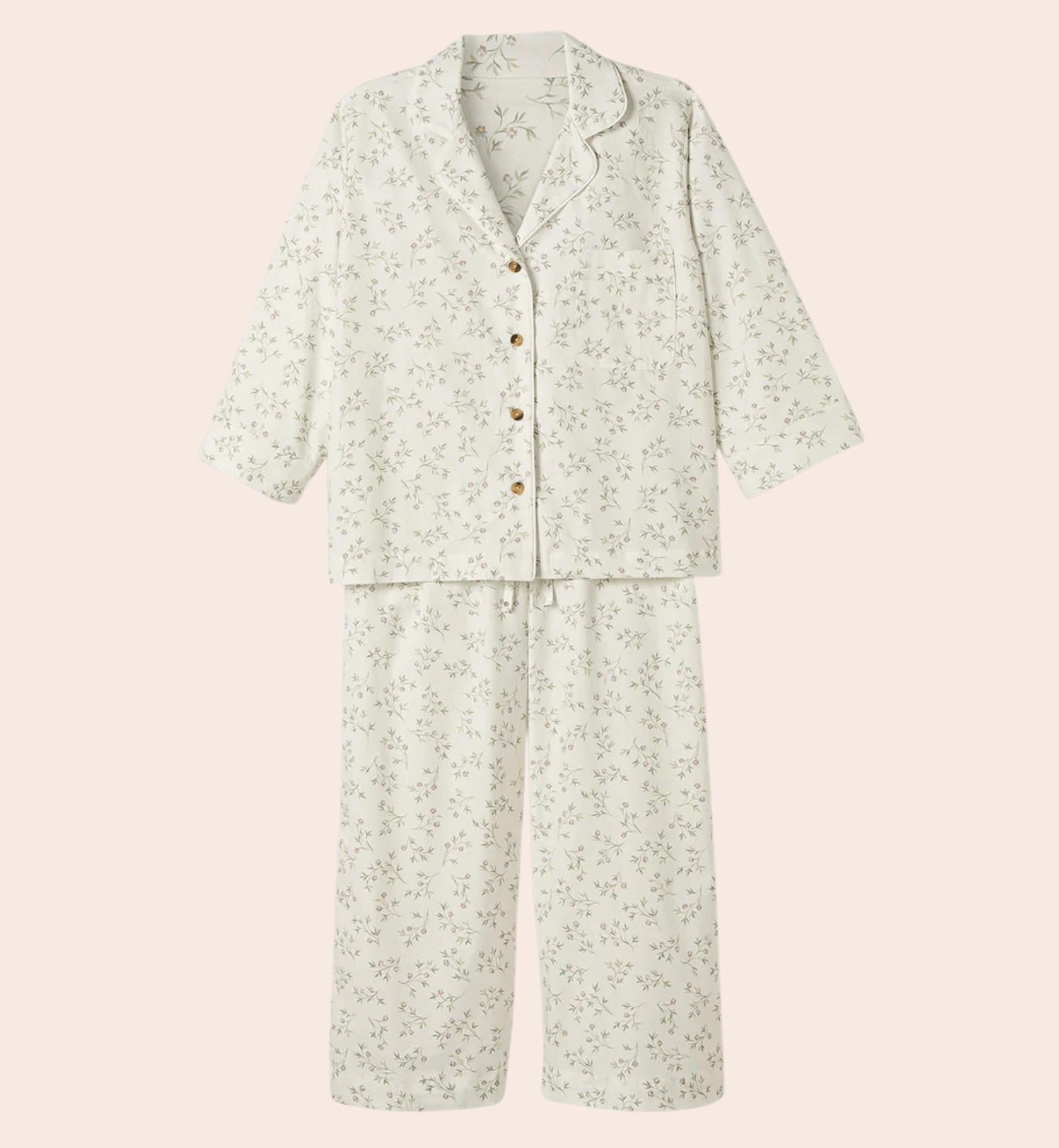 Spring Sprig Floral Cotton Cropped Trouser Set